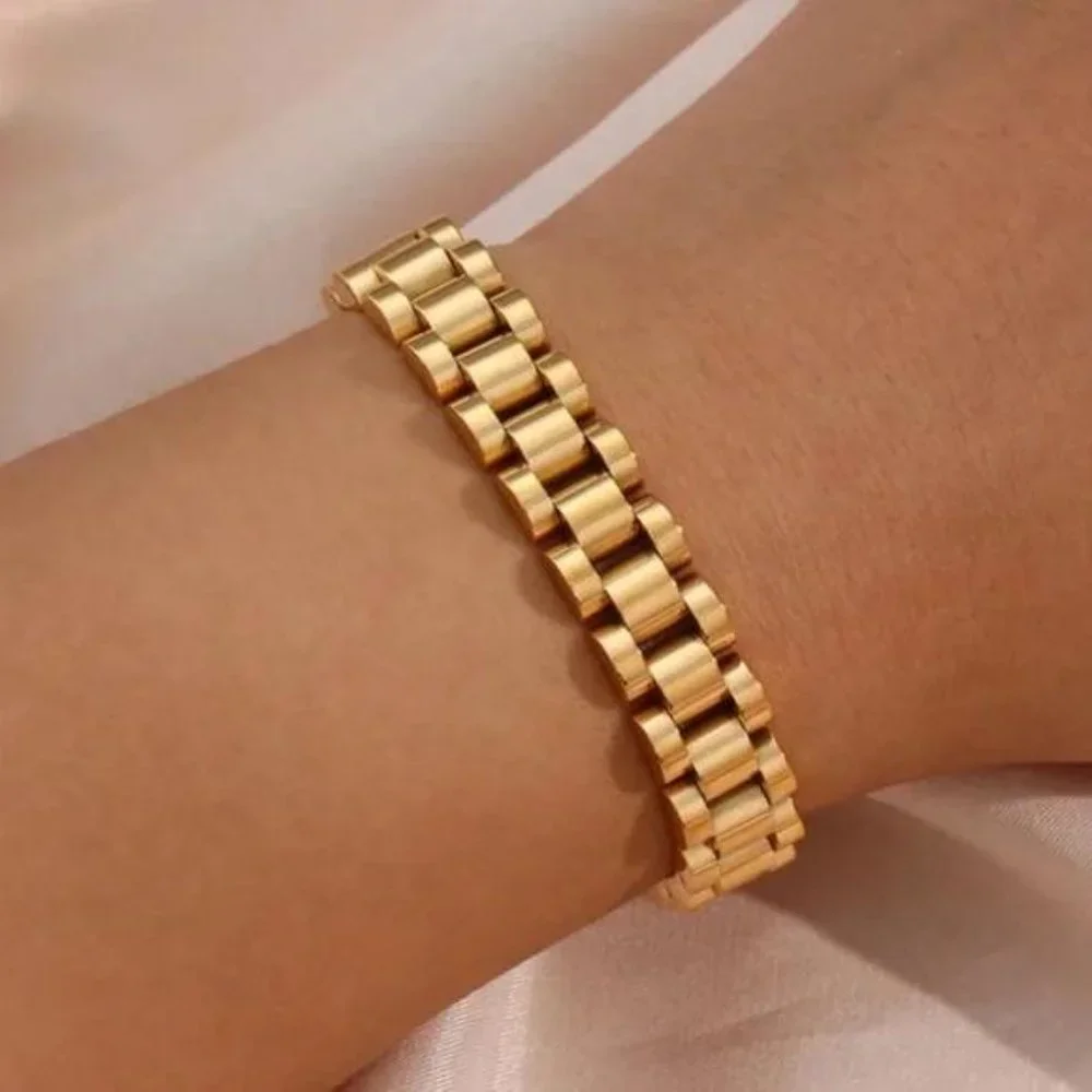 NEW HIPHOP 18K GOLD BANGLE BRACELET - Picture 2 of 6